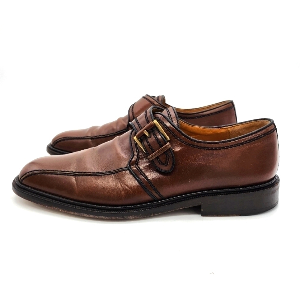 Mezlan Dress Shoe Men's 8.5 M Single Monk Strap Oxford Loafers Brown